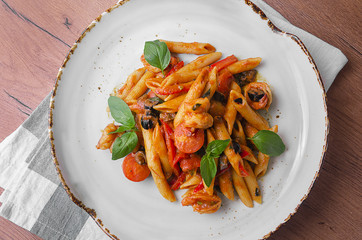 Italian Pasta with shrimp in tomato sauce