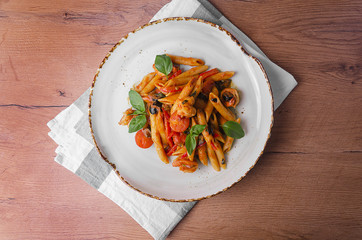 Italian Pasta with shrimp in tomato sauce