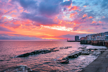 Rambla Sur, Montevideo Sunset Scene