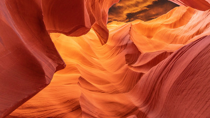 Antelope slot canyon with wonderful background, Arizona USA