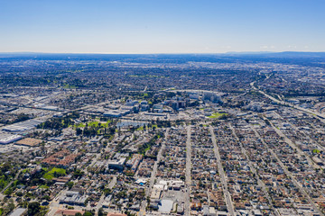 Aerial morning view of the Los Angeles city area