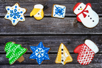 Christmas gingerbread  with colored glaze