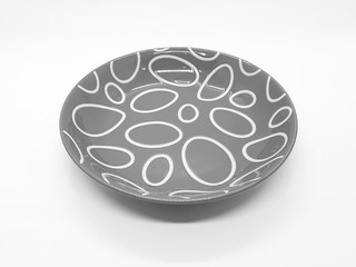 Colorful Modern Style and Beautiful Plate in White Isolated Background for Home Kitchen Appliances or Utensils