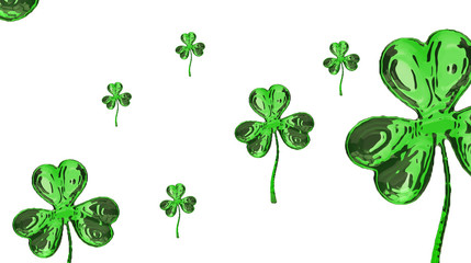 St. Patrick's Day 3d effect clover over space background. Decorative greeting grungy or postcard. Simple banner for the site, shop, magazine promotions with place for text. 3d illustration