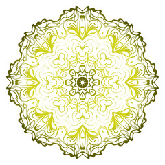 Vector Pattern With Abstract Floral Round Ornament. Oriental Pattern. Indian, Moroccan, Mystic, Ottoman Motifs. Anti-Stress Therapy Pattern. Green olive gradient