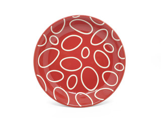 Colorful Modern Style and Beautiful Plate in White Isolated Background for Home Kitchen Appliances or Utensils