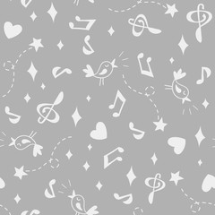 seamless pattern with music and love icons