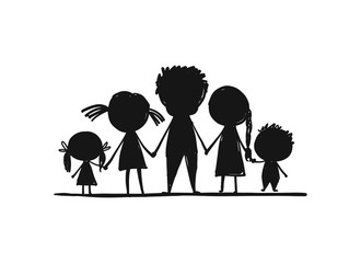 Happy family together, sketch for your design