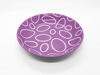 Colorful Modern Style and Beautiful Plate in White Isolated Background for Home Kitchen Appliances or Utensils