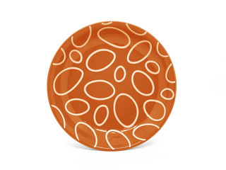 Colorful Modern Style and Beautiful Plate in White Isolated Background for Home Kitchen Appliances or Utensils