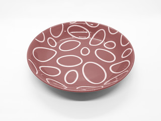 Colorful Modern Style and Beautiful Plate in White Isolated Background for Home Kitchen Appliances or Utensils