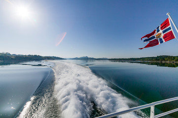 trip into the deep sogne Fjord, Norway, Scandinavia, by a highspeed katamaran