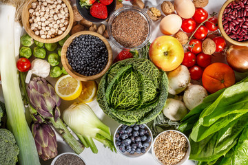 Freshly selection of healthy foods for keto diet