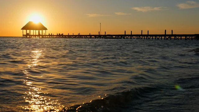 Mayan Riviera palm trees beach sunset at Holbox island in Caribbean sea of Mexico