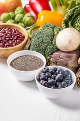 Freshly selection of healthy and clean foods