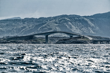 Bridge on the famous atlantic road that runs alongside the atlantic ocean coast of Norway