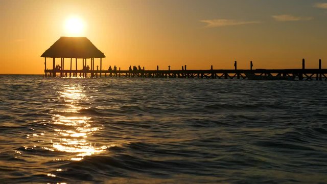 Mayan Riviera palm trees beach sunset at Holbox island in Caribbean sea of Mexico