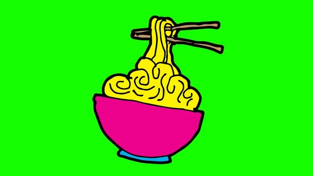 kids drawing green screen with theme of noodles