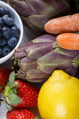 Nutritious organic vegetables and fruit for healthy