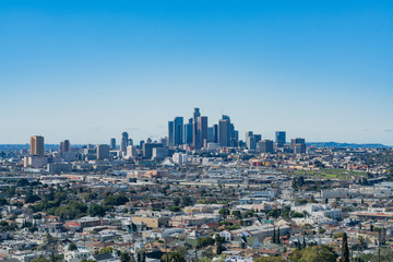 Fototapeta na wymiar Aerial morning view of the Los Angeles city area