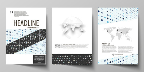Business templates for brochure, flyer, booklet, report. Cover template, abstract layout in A4 size. Soft color dots with illusion of depth and perspective, dotted background. Elegant vector design. © Raevsky Lab