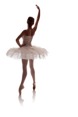 woman ballerina in white pack posing on white background photo made in the style of 