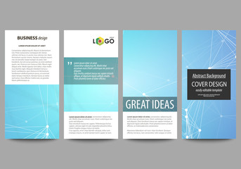 Flyers set, modern banners. Business templates. Cover design template, vector layouts. Chemistry pattern, connecting lines and dots, molecule structure, medical DNA research. Medicine concept.
