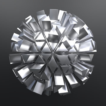 3d illustration abstract silver triangulate sphere 3d render