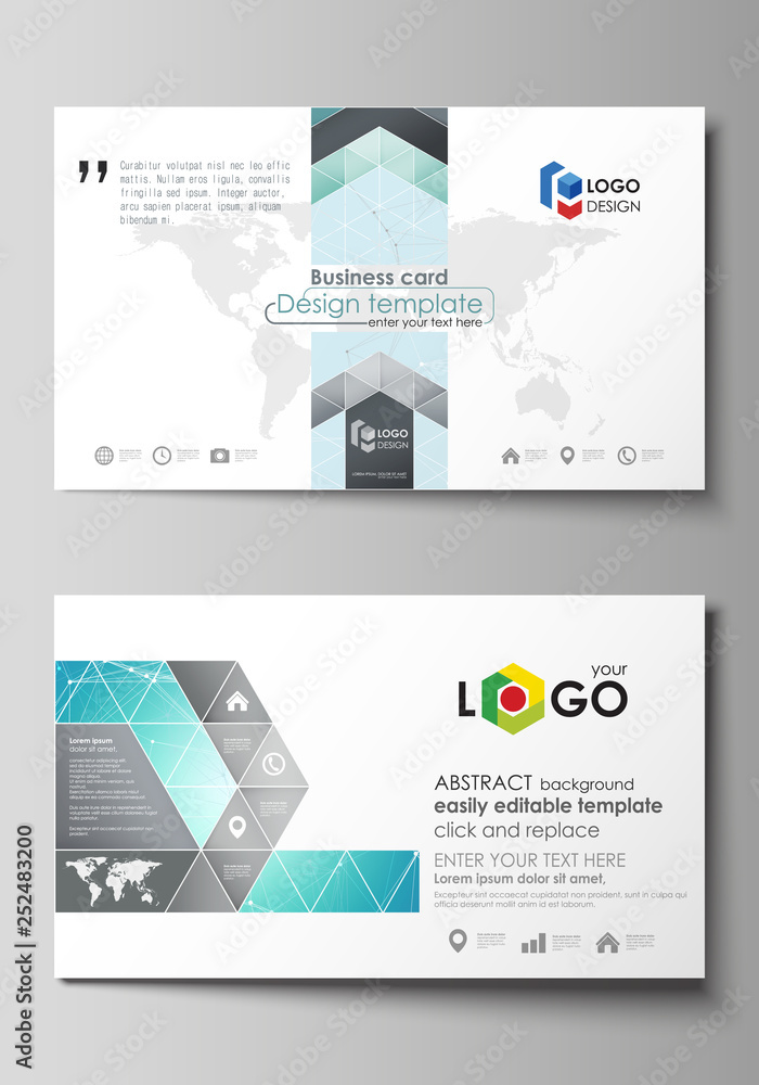 Poster the minimalistic abstract vector illustration of the editable layout of two creative business cards 