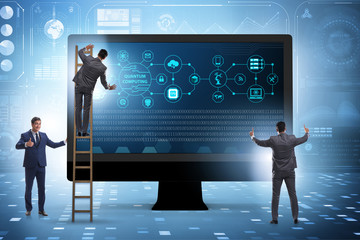 Concept of quantum computing with businessman