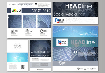 Fototapeta premium The minimalistic abstract vector illustration of the editable layout of modern social media post design templates in popular formats. Abstract global design. Chemistry pattern, molecule structure.