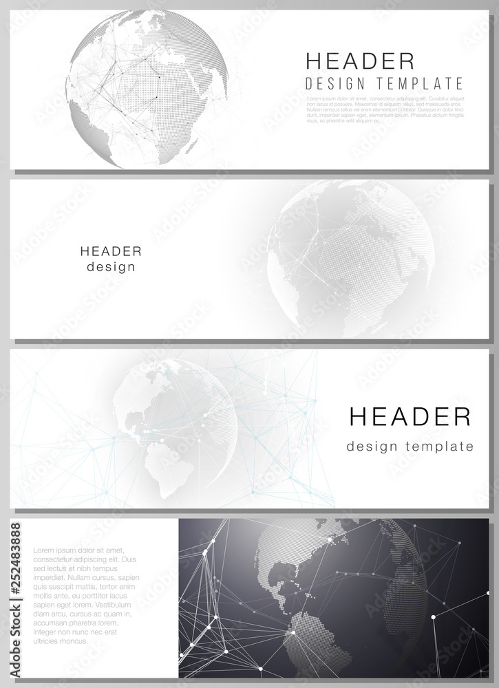 Poster the minimalistic vector layout of headers, banner design templates. futuristic geometric design with