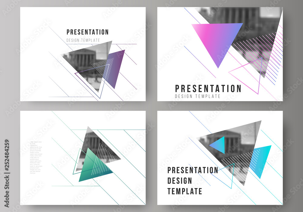 Poster the minimalistic abstract vector illustration of the editable layout of the presentation slides desi