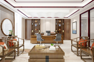 3d render working room