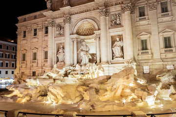 Trevi Fountain at night in Rome, Rome, Italy, Europe