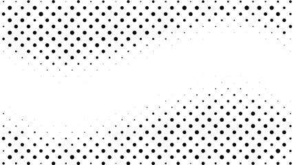 Halftone gradient pattern. Abstract halftone dots background. Monochrome dots pattern. Pop Art, Comic small dots. Wavy twisted strip. Banner with space. Design for presentation, report, flyer, card