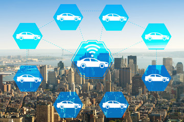 Ridesharing and carpooling concept in the city