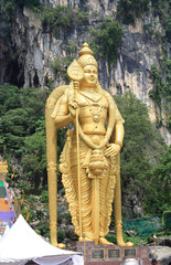 The Batu Caves Lord Murugan Statue and entrance near Kuala Lumpur Malaysia.