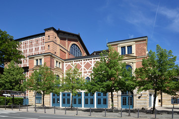 Fototapeta na wymiar opera house of Richard Wagner in Bayreuth,Germany, named Festspielhaus, shot from a public place