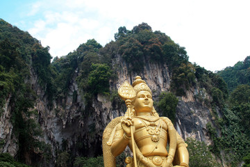 The Batu Caves Lord Murugan Statue and entrance near Kuala Lumpur Malaysia.