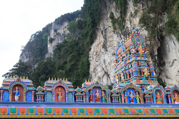 Sculptures of Hindu Gods in the Batu caves complex