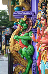 Sculptures of Hindu Gods in the Batu caves complex
