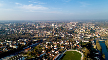 Fototapeta na wymiar Aerial view of Saintes city in Charente Maritime