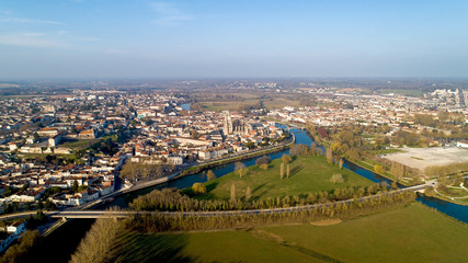 Obraz premium Aerial view of Saintes city in Charente Maritime
