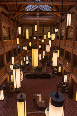 Looking Down On Historic Hotel Atrium