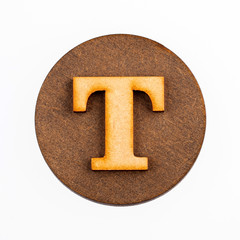 Letter T of the alphabet - wooden circle