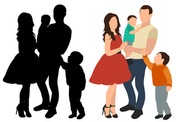 Obraz premium isolated, flat style, people, family and children