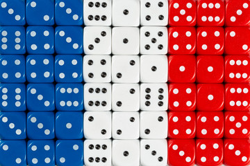 National flag of France in background of dices