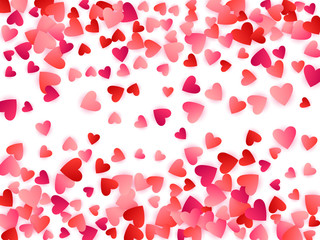 Red flying hearts bright love passion vector background.