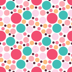 Round seamless pattern. Seamless retro circle pattern. Dotted round seamless background, pattern, ornament for wrapping paper, fabric, textile, website, wallpaper. Vector illustration.